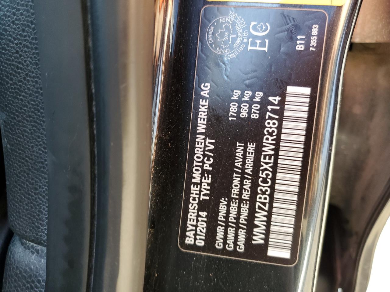 2014 Mini Cooper Countryman VIN: WMWZB3C5XEWR38714 Lot: 68843965