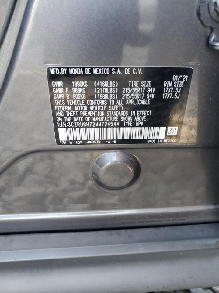 2021 Honda Hr-V Exl VIN: 3CZRU6H72MM724544 Lot: 67864595