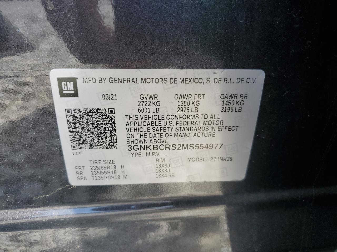 2021 Chevrolet Blazer 2Lt VIN: 3GNKBCRS2MS554977 Lot: 69575545