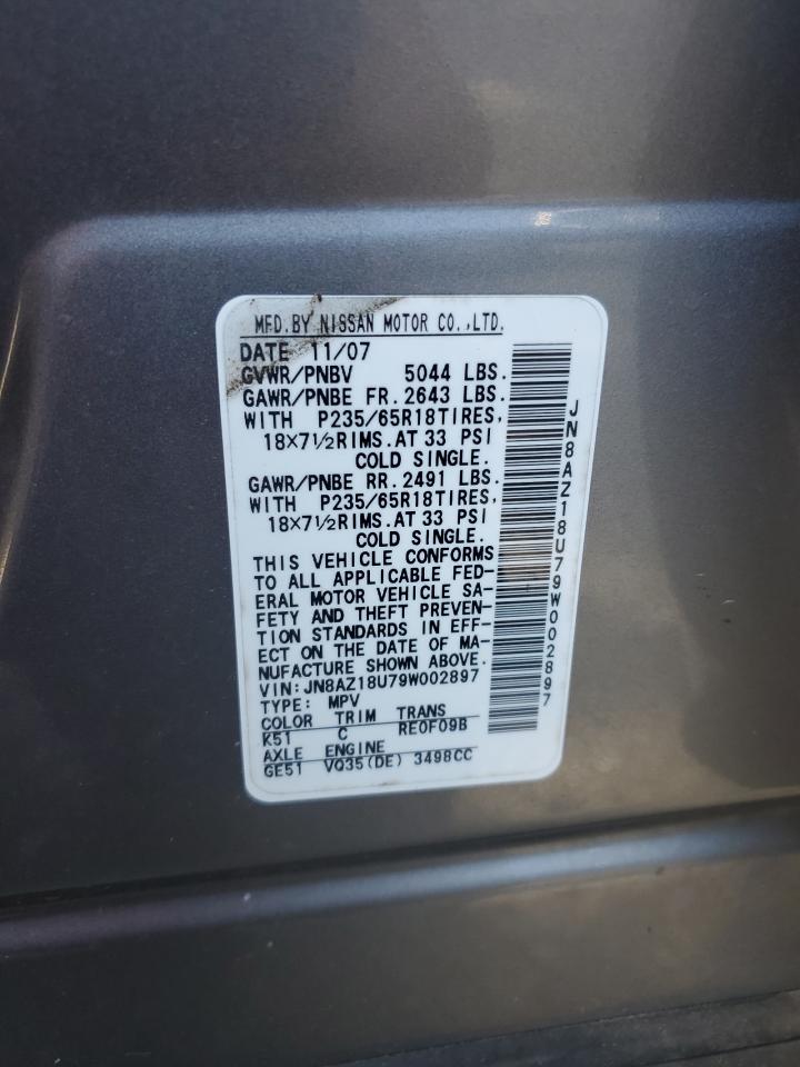 2009 Nissan Murano S VIN: JN8AZ18U79W002897 Lot: 68967225