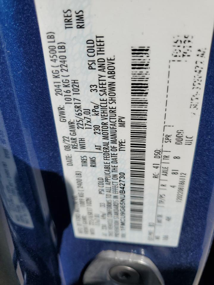 2022 Ford Escape Se VIN: 1FMCU9G65NUB42730 Lot: 70912975