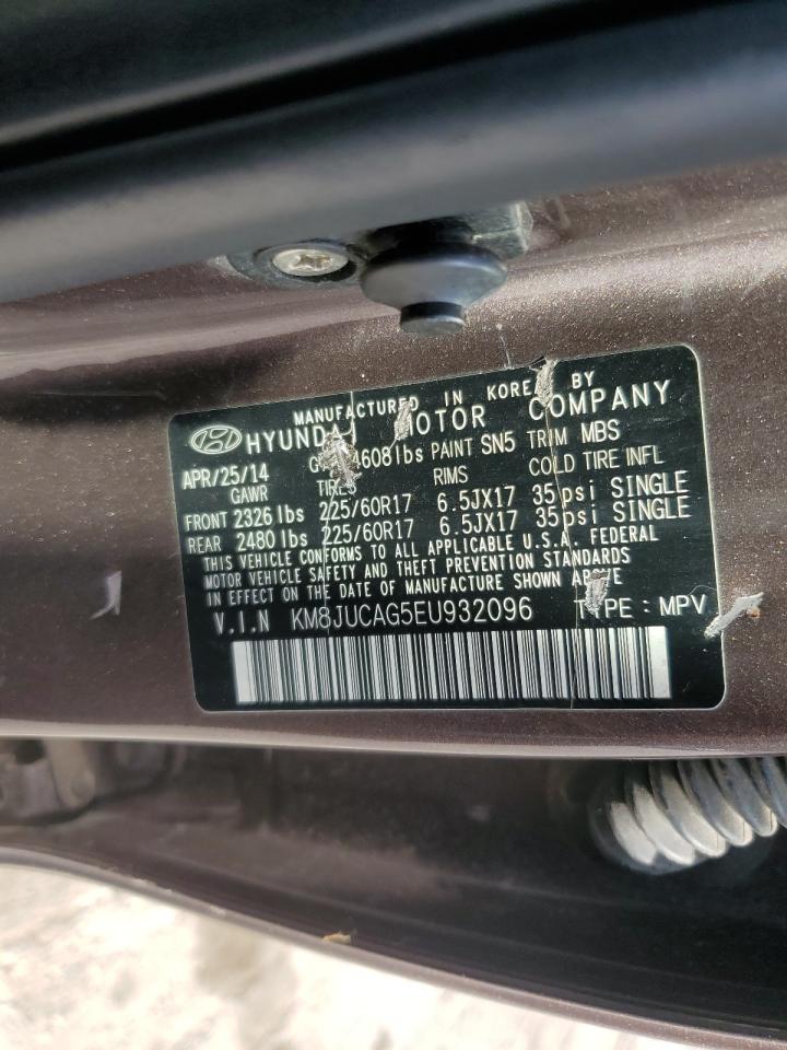 2014 Hyundai Tucson Gls VIN: KM8JUCAG5EU932096 Lot: 70063365