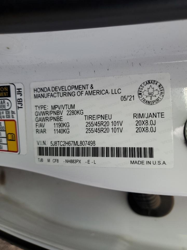 2021 Acura Rdx A-Spec VIN: 5J8TC2H67ML807498 Lot: 70064685