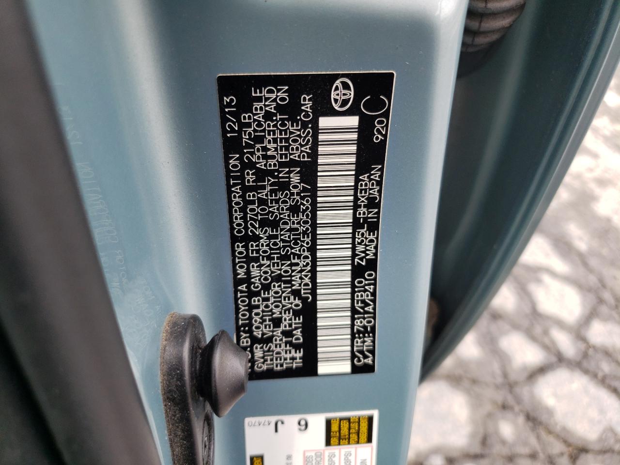 2014 Toyota Prius Plug-In VIN: JTDKN3DP6E3053617 Lot: 69065555