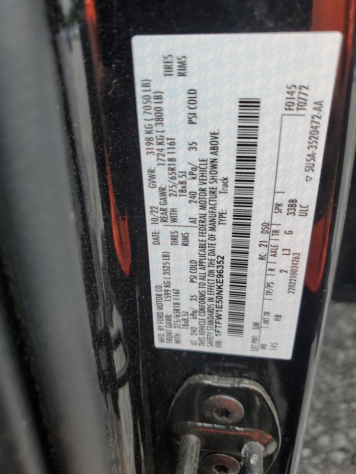 2022 Ford F150 Supercrew VIN: 1FTFW1E50NKE96352 Lot: 67569545