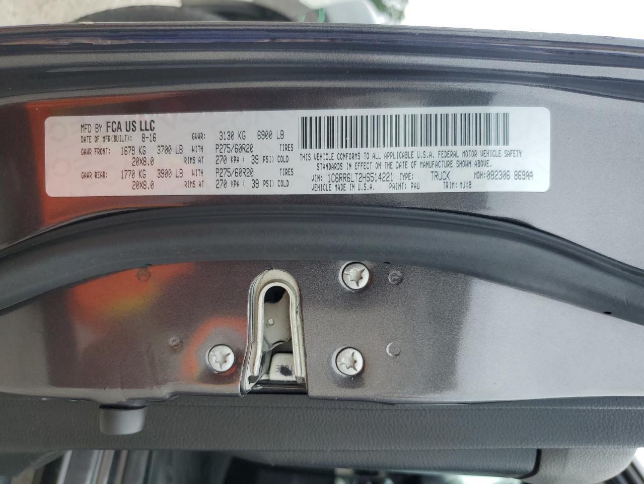 1C6RR6LT2HS514221 2017 Ram 1500 Slt