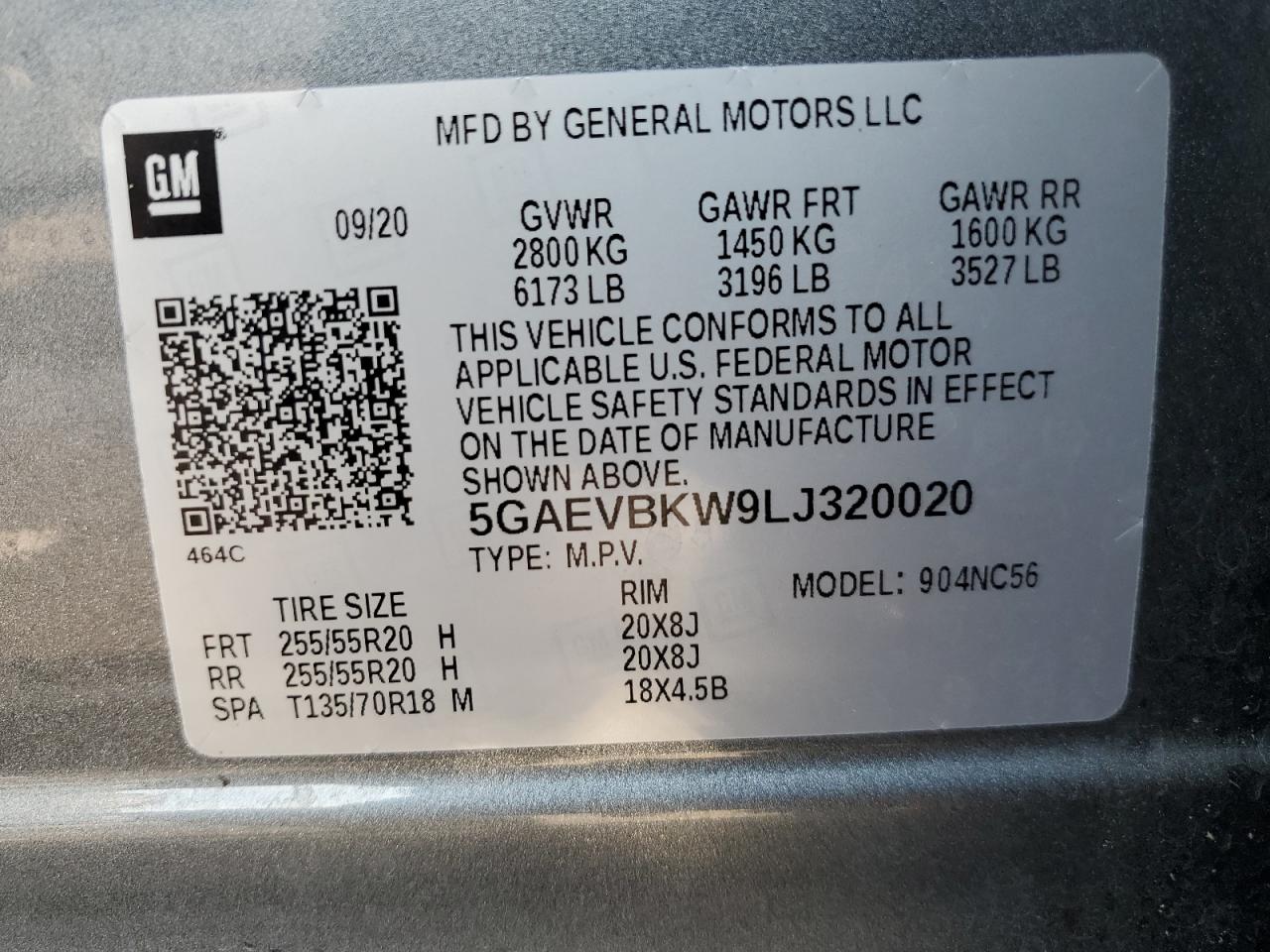 2020 Buick Enclave Premium VIN: 5GAEVBKW9LJ320020 Lot: 68463525