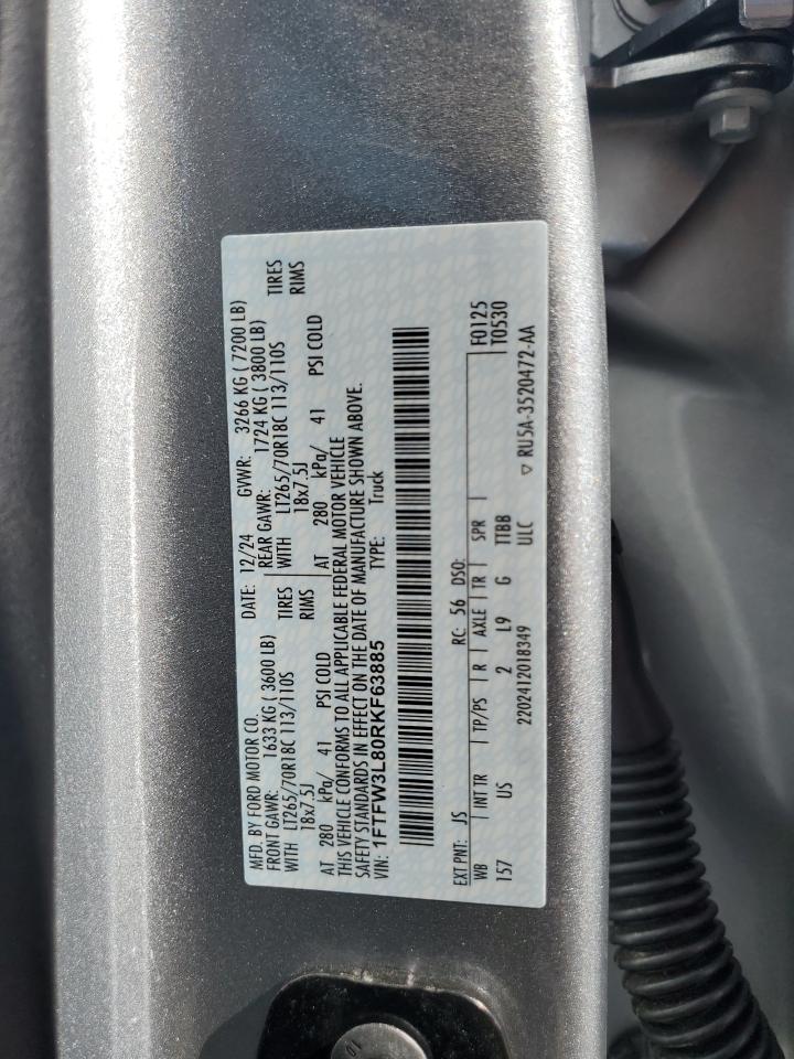 2024 Ford F150 Xlt VIN: 1FTFW3L80RKF63885 Lot: 68291365