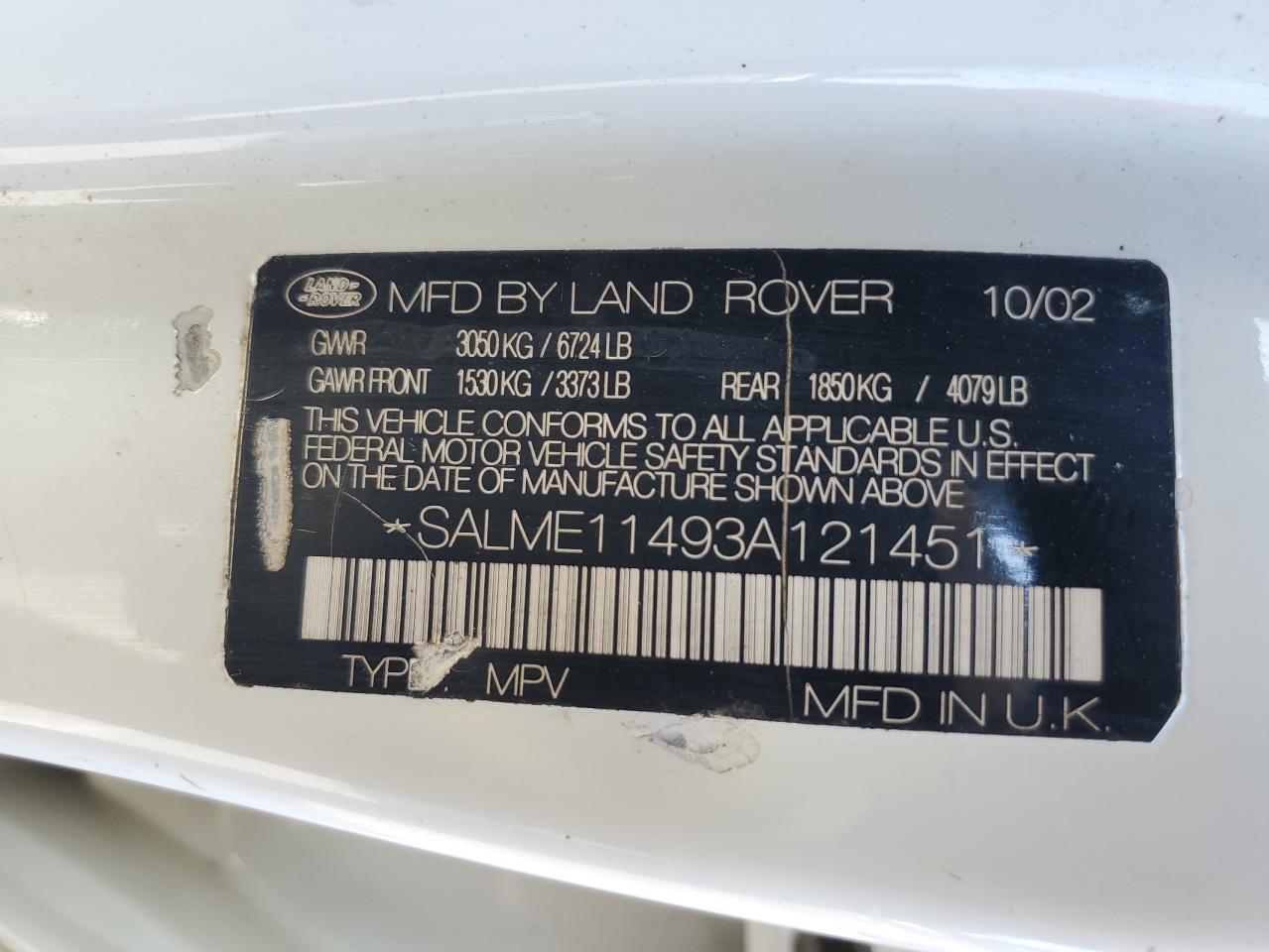 SALME11493A121451 2003 Land Rover Range Rover Hse