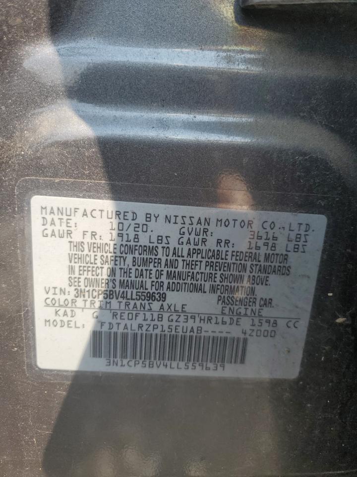 2020 Nissan Kicks S VIN: 3N1CP5BV4LL559639 Lot: 69932545