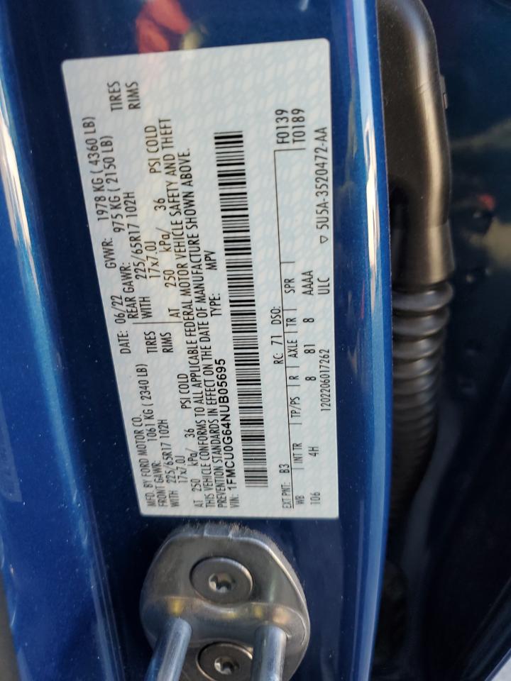 2022 Ford Escape Se VIN: 1FMCU0G64NUB05695 Lot: 70598175