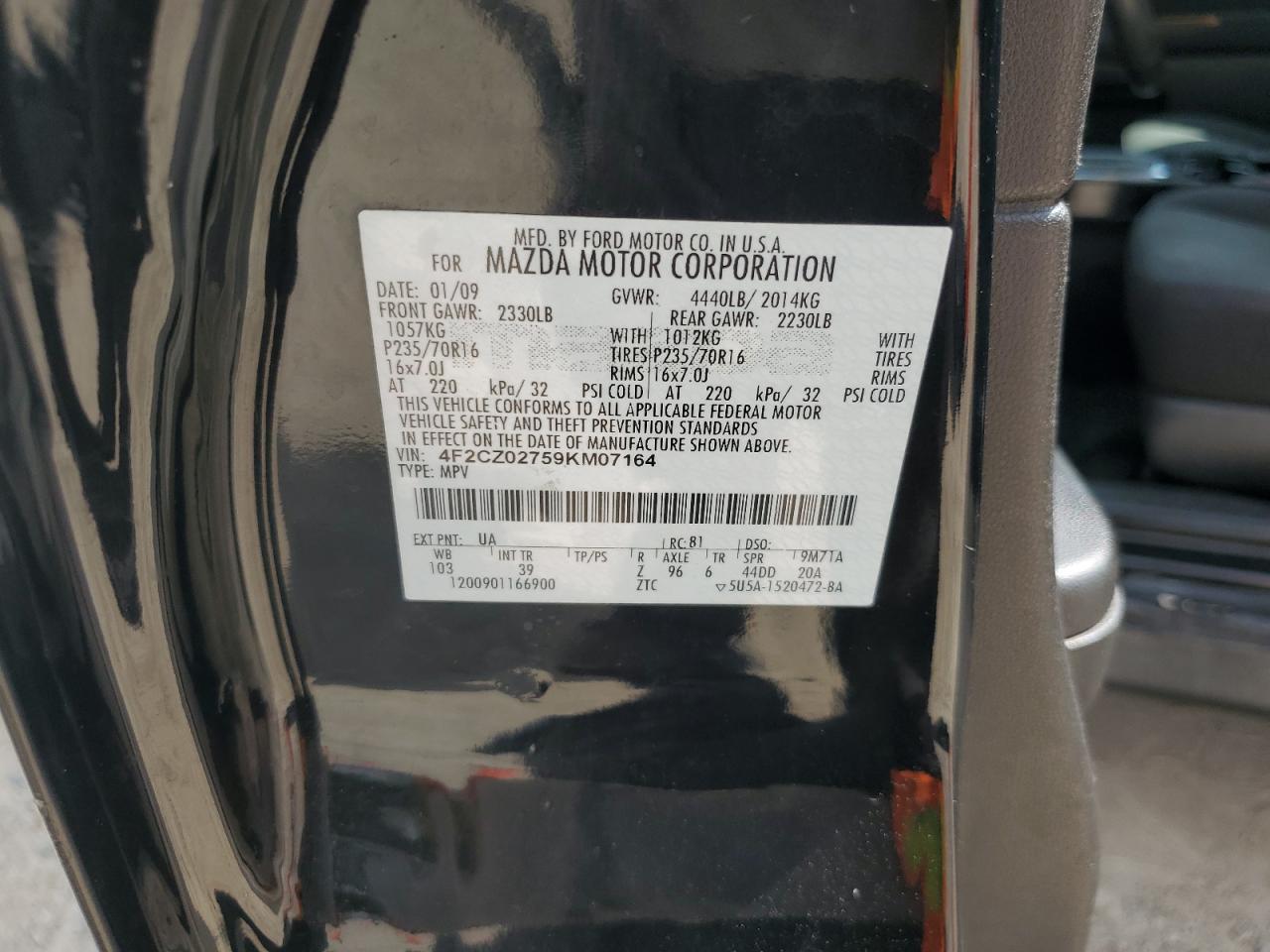 2009 Mazda Tribute I VIN: 4F2CZ02759KM07164 Lot: 70423375