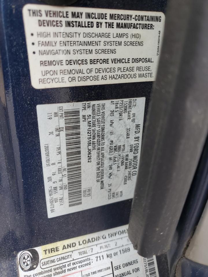 2008 Lincoln Navigator VIN: 5LMFU27518LJ06262 Lot: 67601765