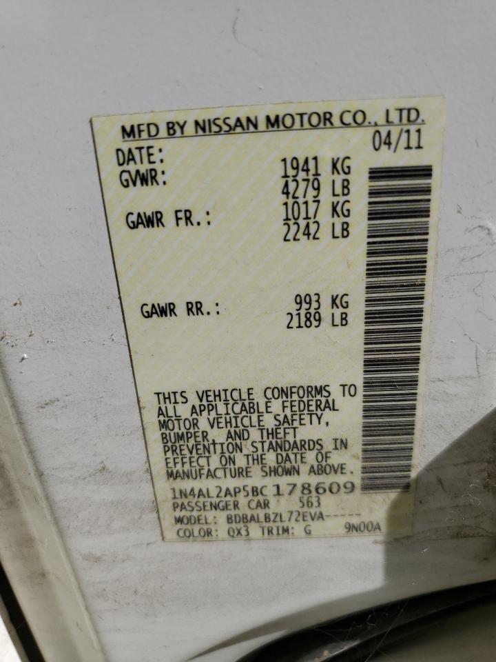 2011 Nissan Altima Base VIN: 1N4AL2AP5BC178609 Lot: 69500745