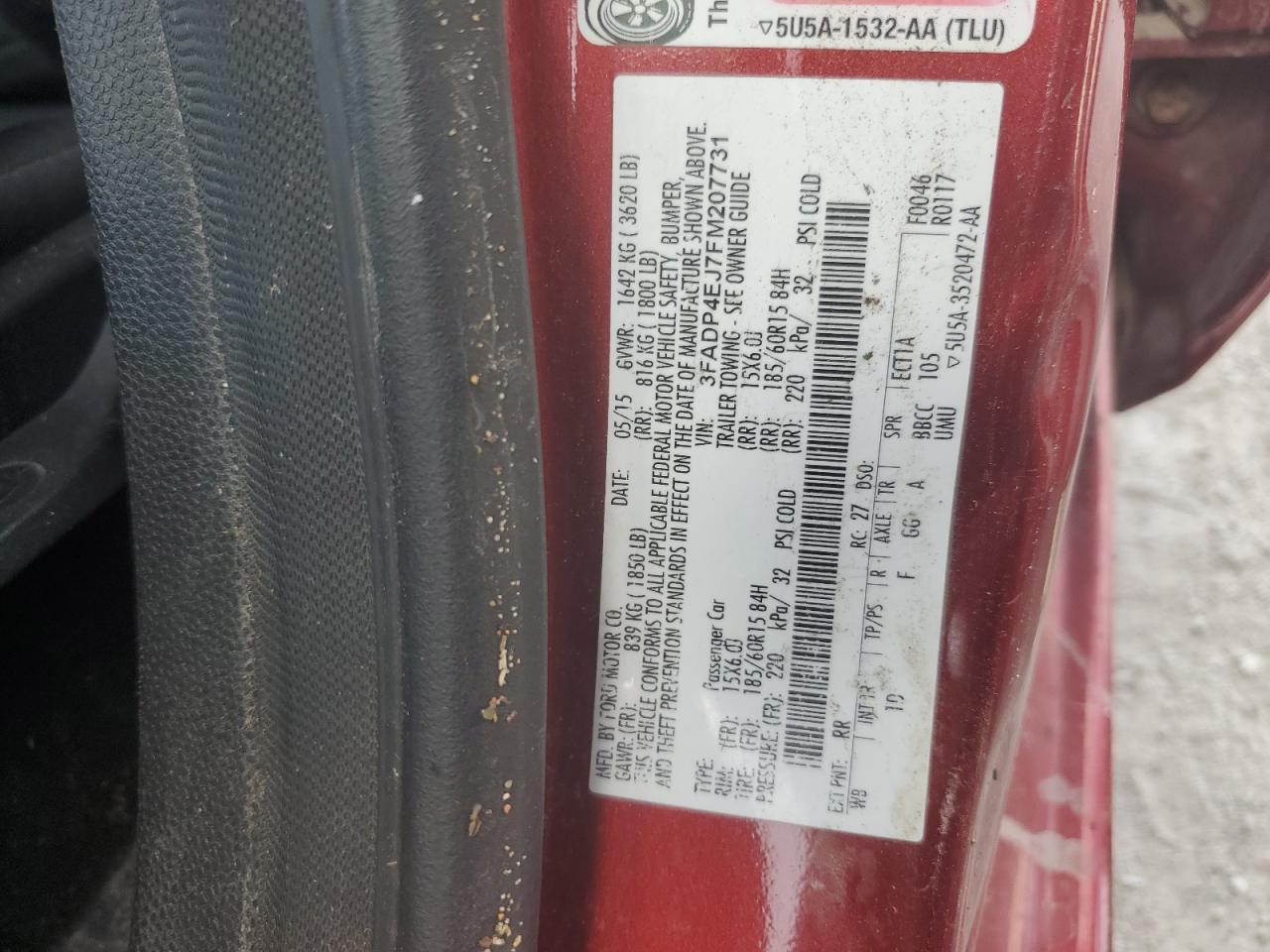 2015 Ford Fiesta Se VIN: 3FADP4EJ7FM207731 Lot: 68665915