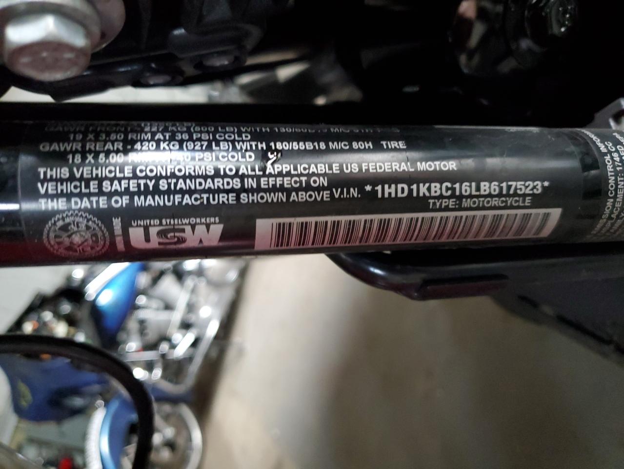 2020 Harley-Davidson Flhx VIN: 1HD1KBC16LB617523 Lot: 70771075