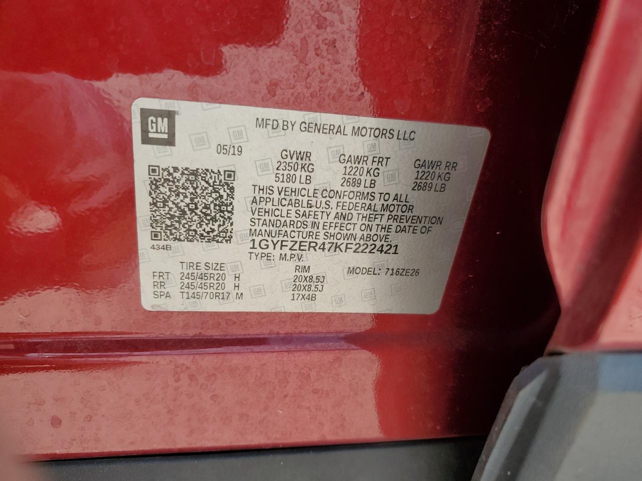 2019 Cadillac Xt4 Sport VIN: 1GYFZER47KF222421 Lot: 69108965