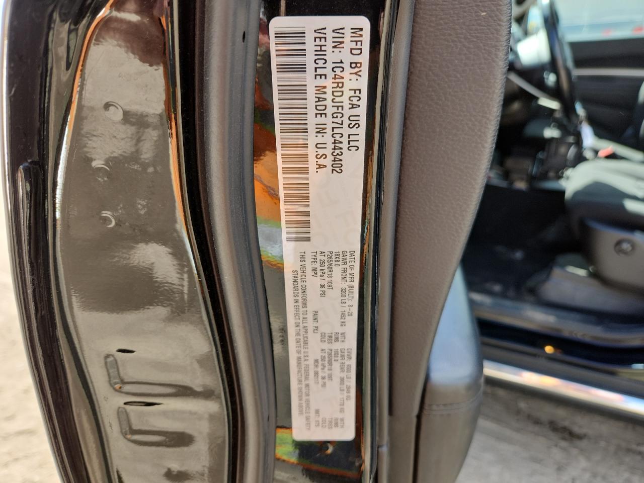 2020 Dodge Durango Ssv VIN: 1C4RDJFG7LC443402 Lot: 69918995