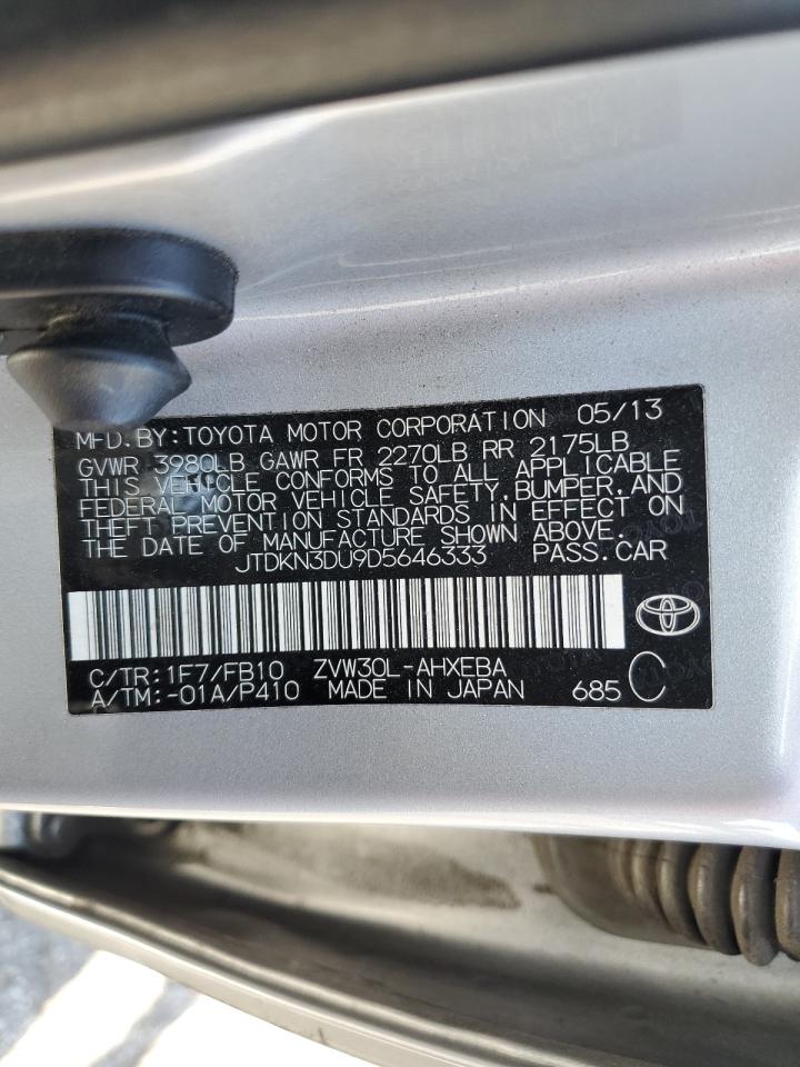 2013 Toyota Prius VIN: JTDKN3DU9D5646333 Lot: 69971305