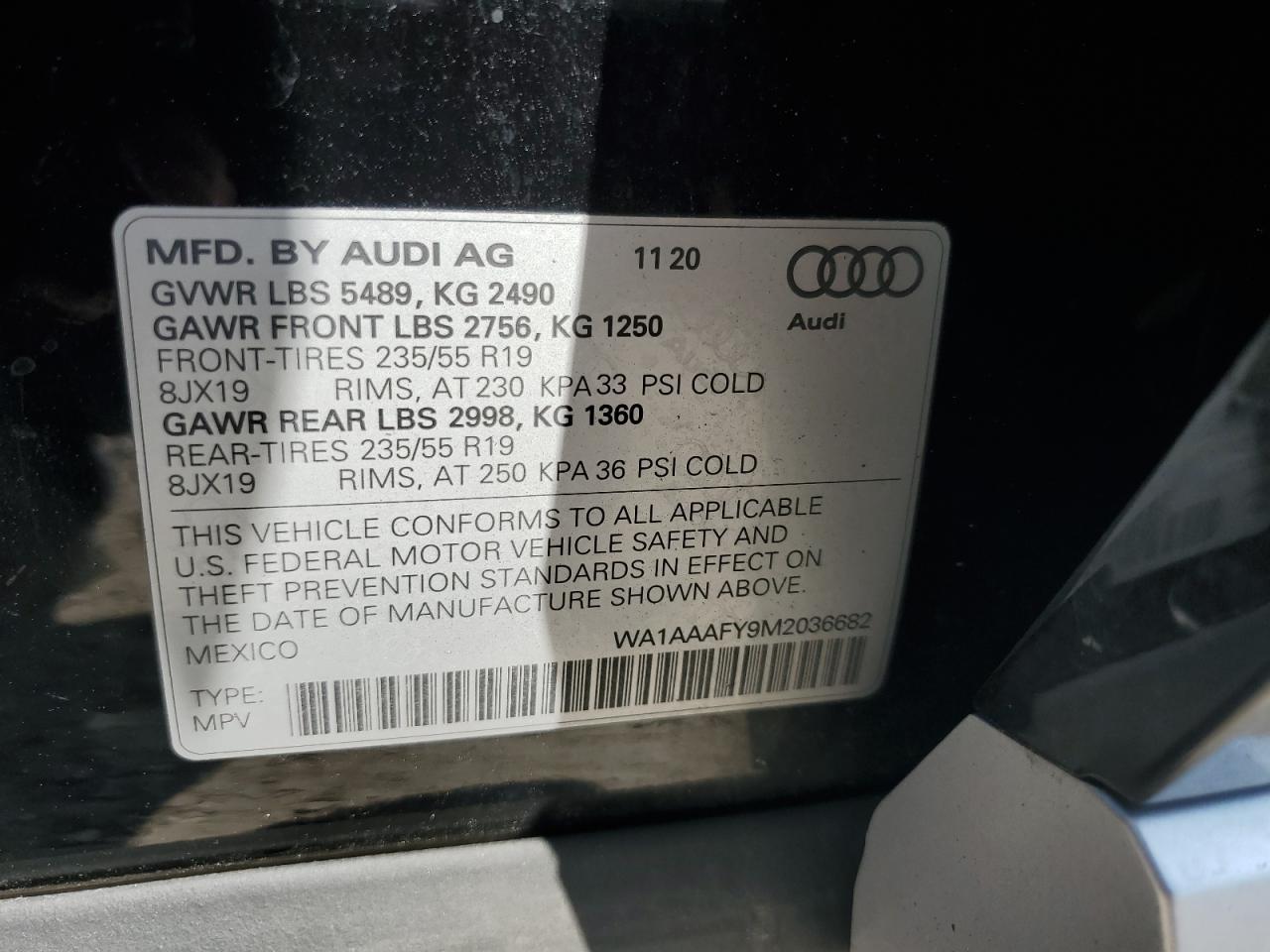 2021 Audi Q5 Premium VIN: WA1AAAFY9M2036682 Lot: 69087205