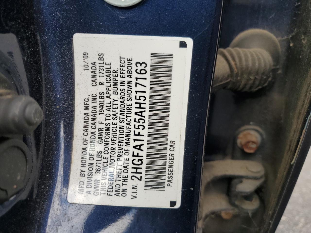 2010 Honda Civic Lx VIN: 2HGFA1F55AH517163 Lot: 70234735