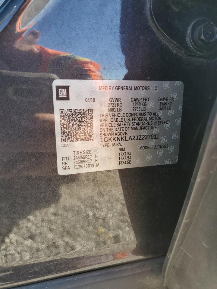 2018 GMC Acadia Sle VIN: 1GKKNKLA2JZ237911 Lot: 70284505