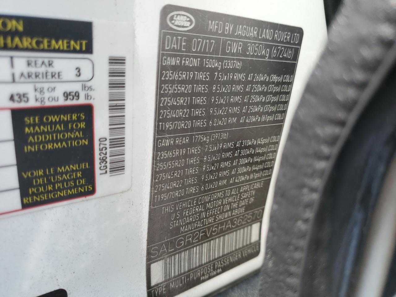 SALGR2FV5HA362570 2017 Land Rover Range Rover