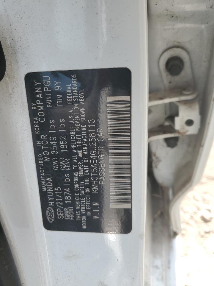 2016 Hyundai Accent Se VIN: KMHCT5AE4GU258113 Lot: 67896505