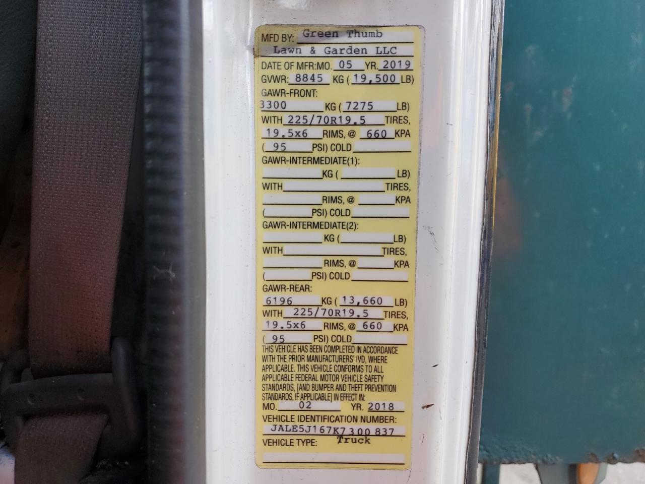 2019 Isuzu Nrr VIN: JALE5J167K7300837 Lot: 68265175