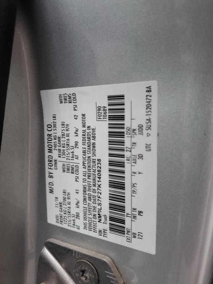 2019 Ford Transit Connect Xlt VIN: NM0LS7F27K1408238 Lot: 69829155