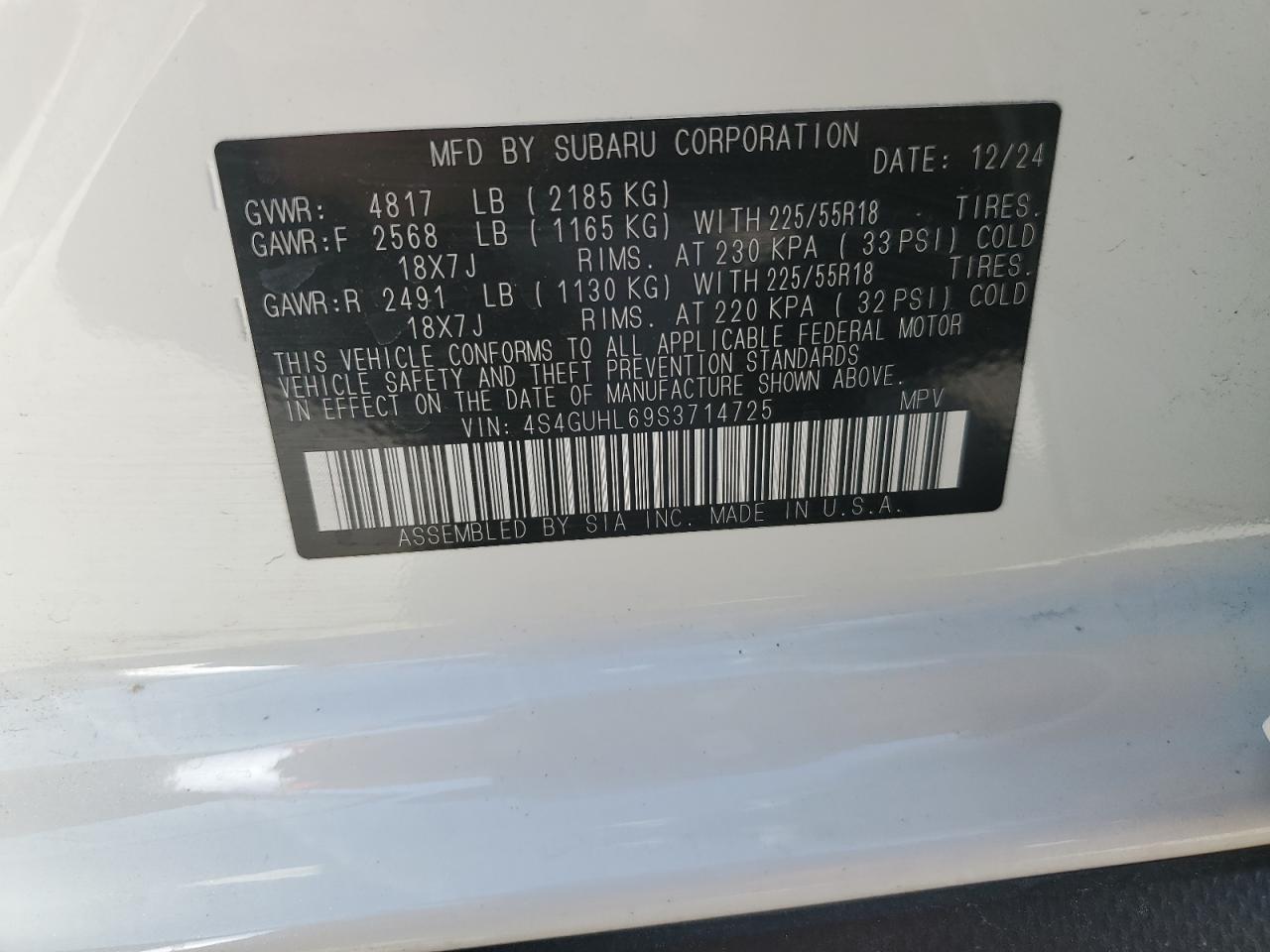 2025 Subaru Crosstrek Limited VIN: 4S4GUHL69S3714725 Lot: 66206575