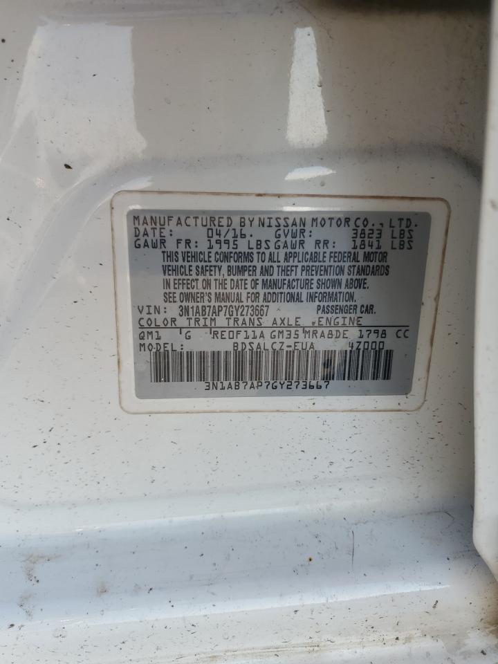 2016 Nissan Sentra S VIN: 3N1AB7AP7GY273667 Lot: 69430815