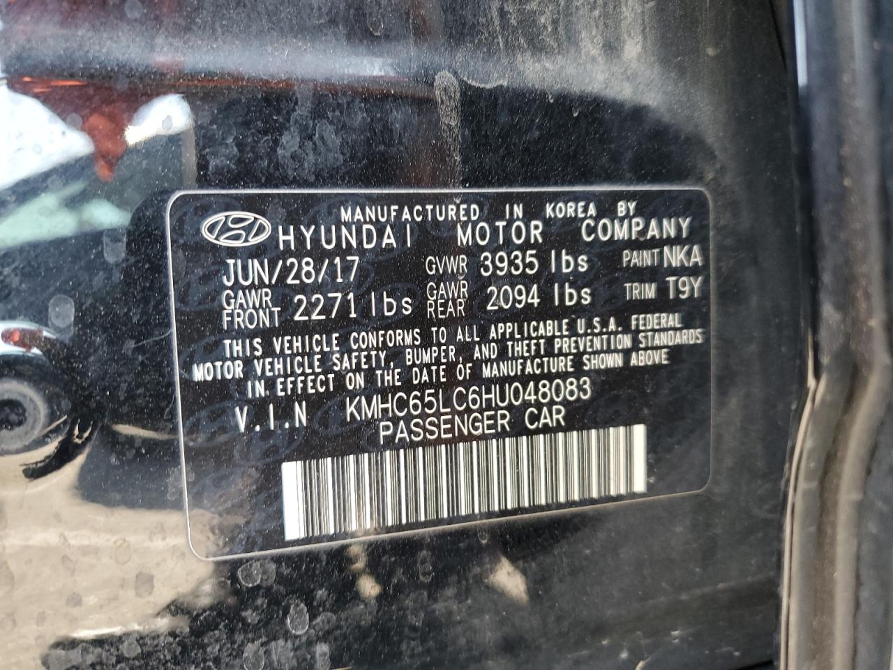 2017 Hyundai Ioniq Blue VIN: KMHC65LC6HU048083 Lot: 67686815