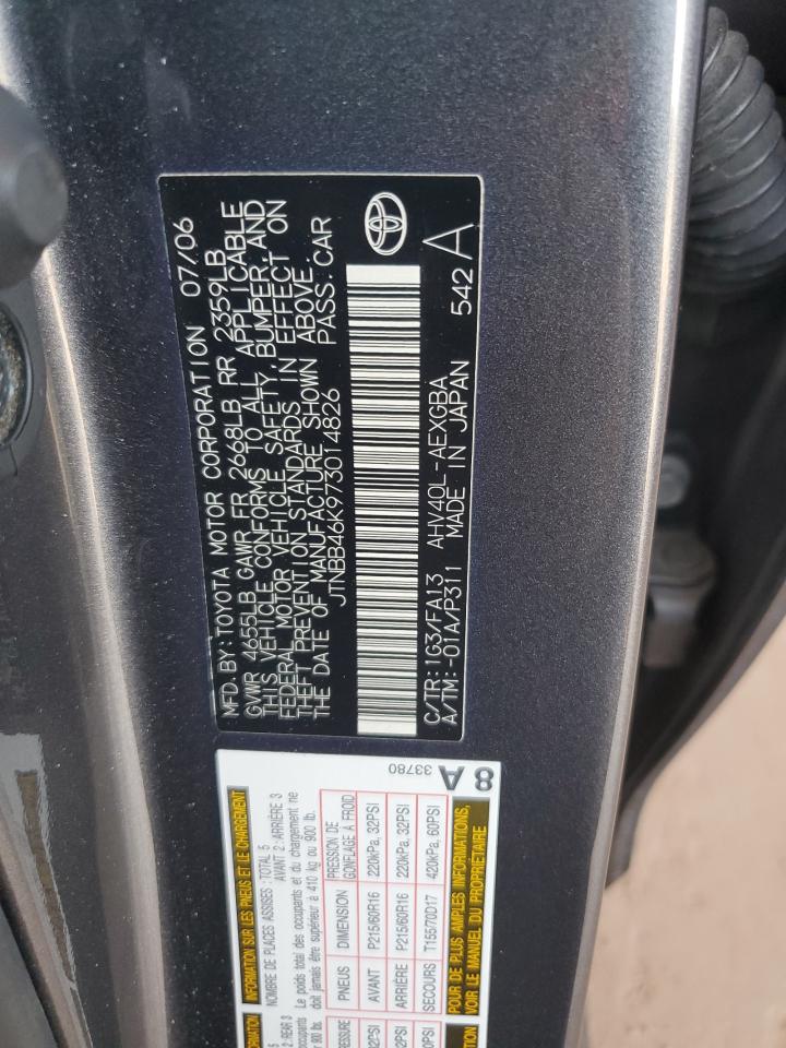 2007 Toyota Camry Hybrid VIN: JTNBB46K973014826 Lot: 68594305