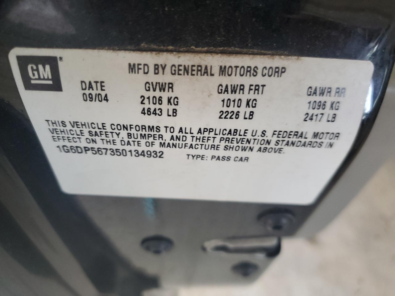 2005 Cadillac Cts Hi Feature V6 VIN: 1G6DP567350134932 Lot: 67367485