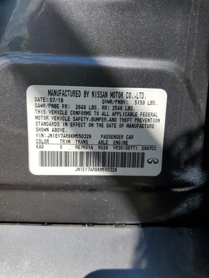 2019 Infiniti Q50 Luxe VIN: JN1EV7AR6KM550329 Lot: 70839775