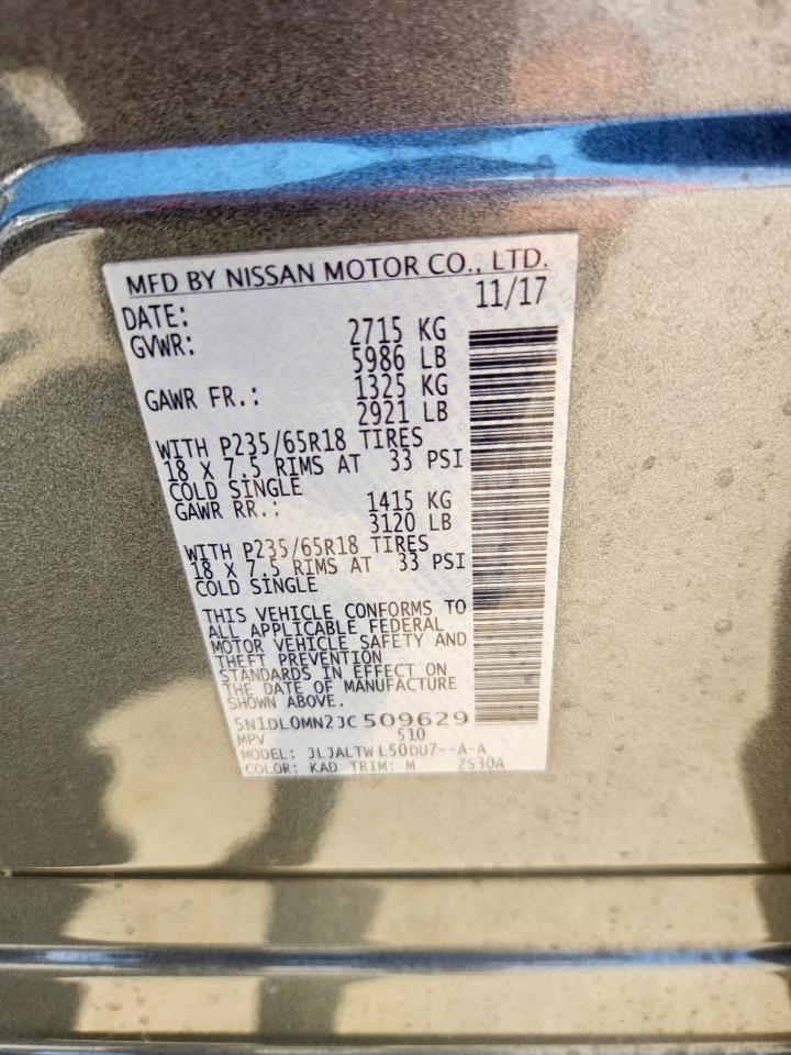 2018 Infiniti Qx60 VIN: 5N1DL0MN2JC509629 Lot: 66881945