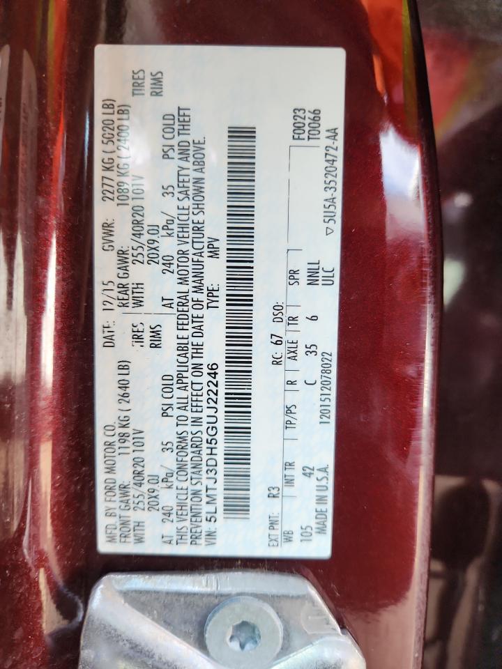 2016 Lincoln Mkc Reserve VIN: 5LMTJ3DH5GUJ22246 Lot: 69438555