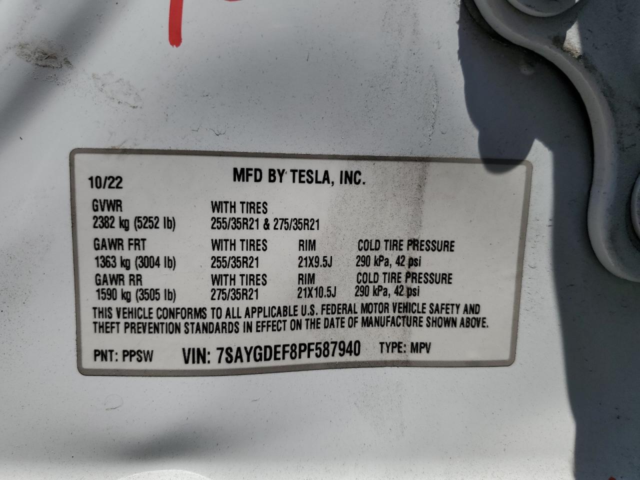 2023 Tesla Model Y VIN: 7SAYGDEF8PF587940 Lot: 68134565