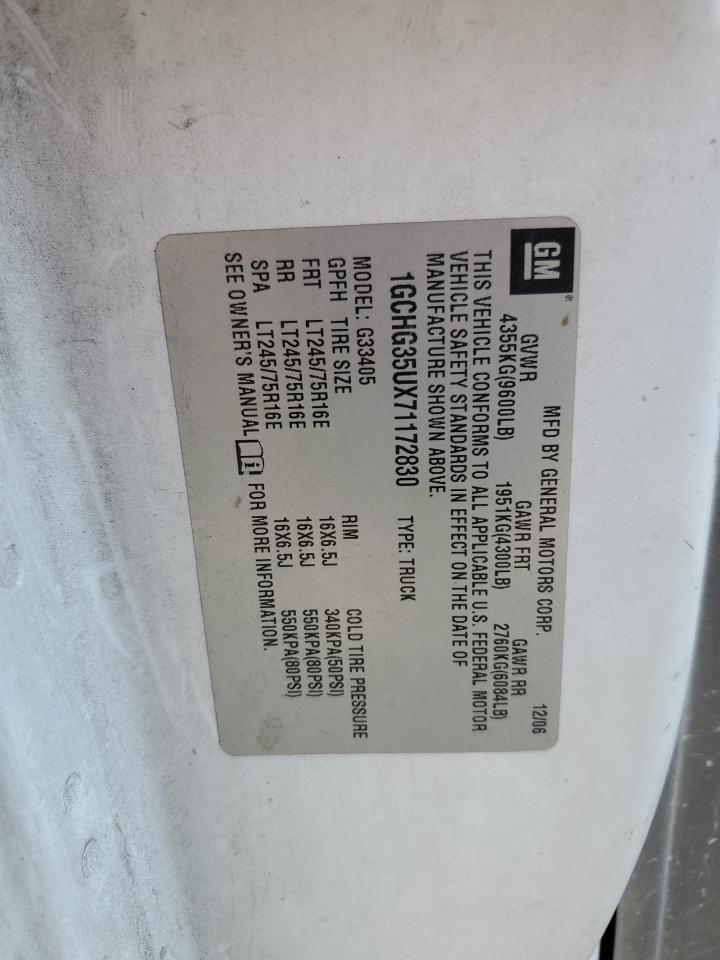 2007 Chev Express Cargo 3500 1 VIN: 1GCHG35UX71172830 Lot: 69090745