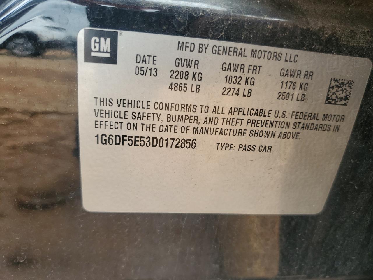 2013 Cadillac Cts Luxury Collection VIN: 1G6DF5E53D0172856 Lot: 68473295