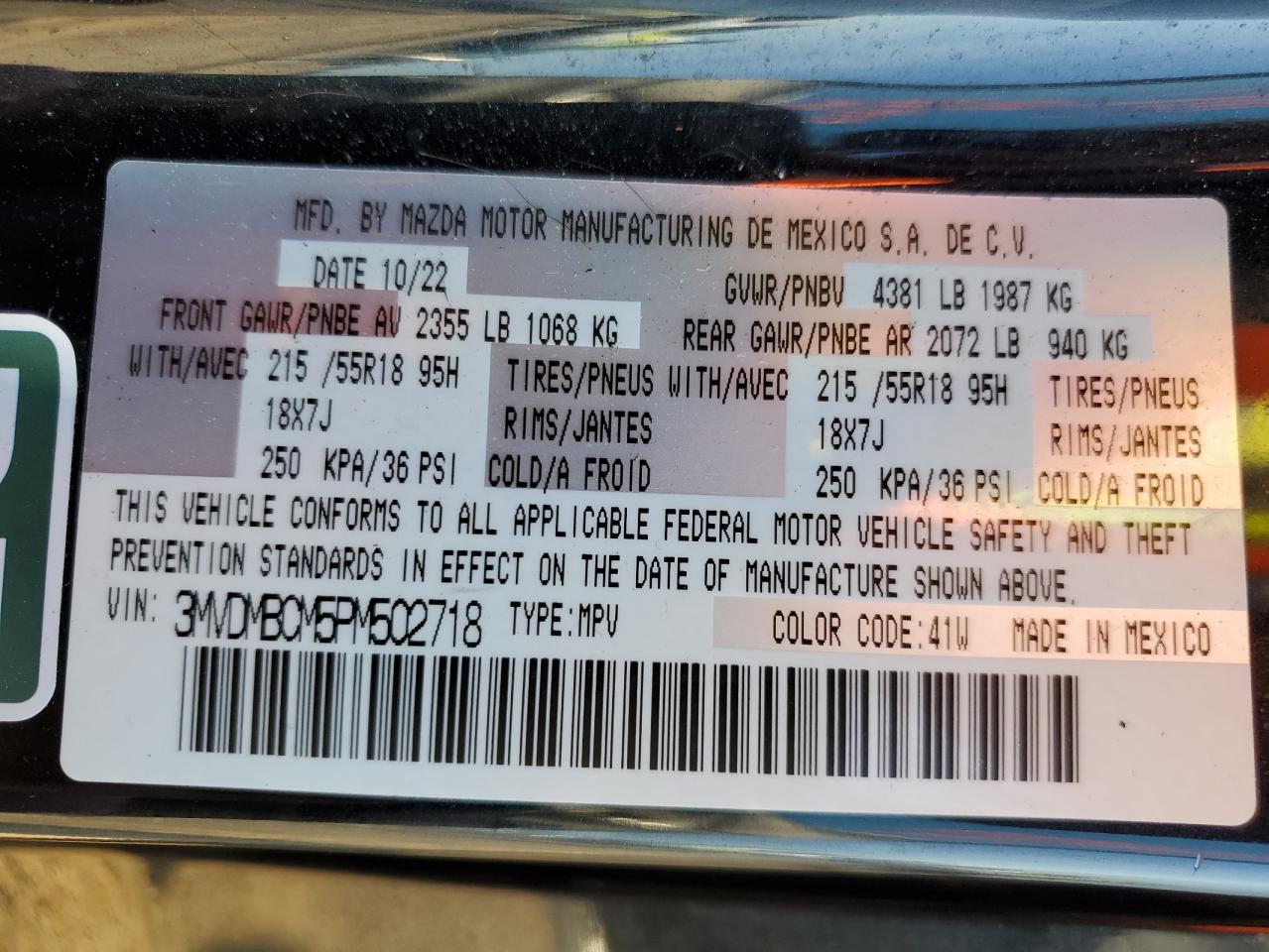 2023 Mazda Cx-30 Preferred VIN: 3MVDMBCM5PM502718 Lot: 68828375