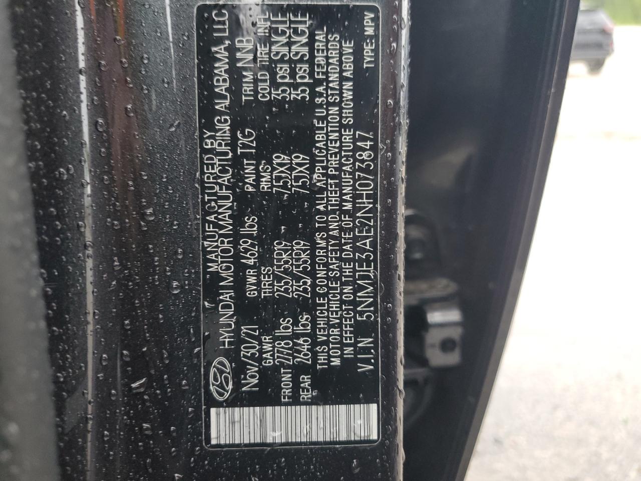 2022 Hyundai Tucson Limited VIN: 5NMJE3AE2NH073847 Lot: 68333505