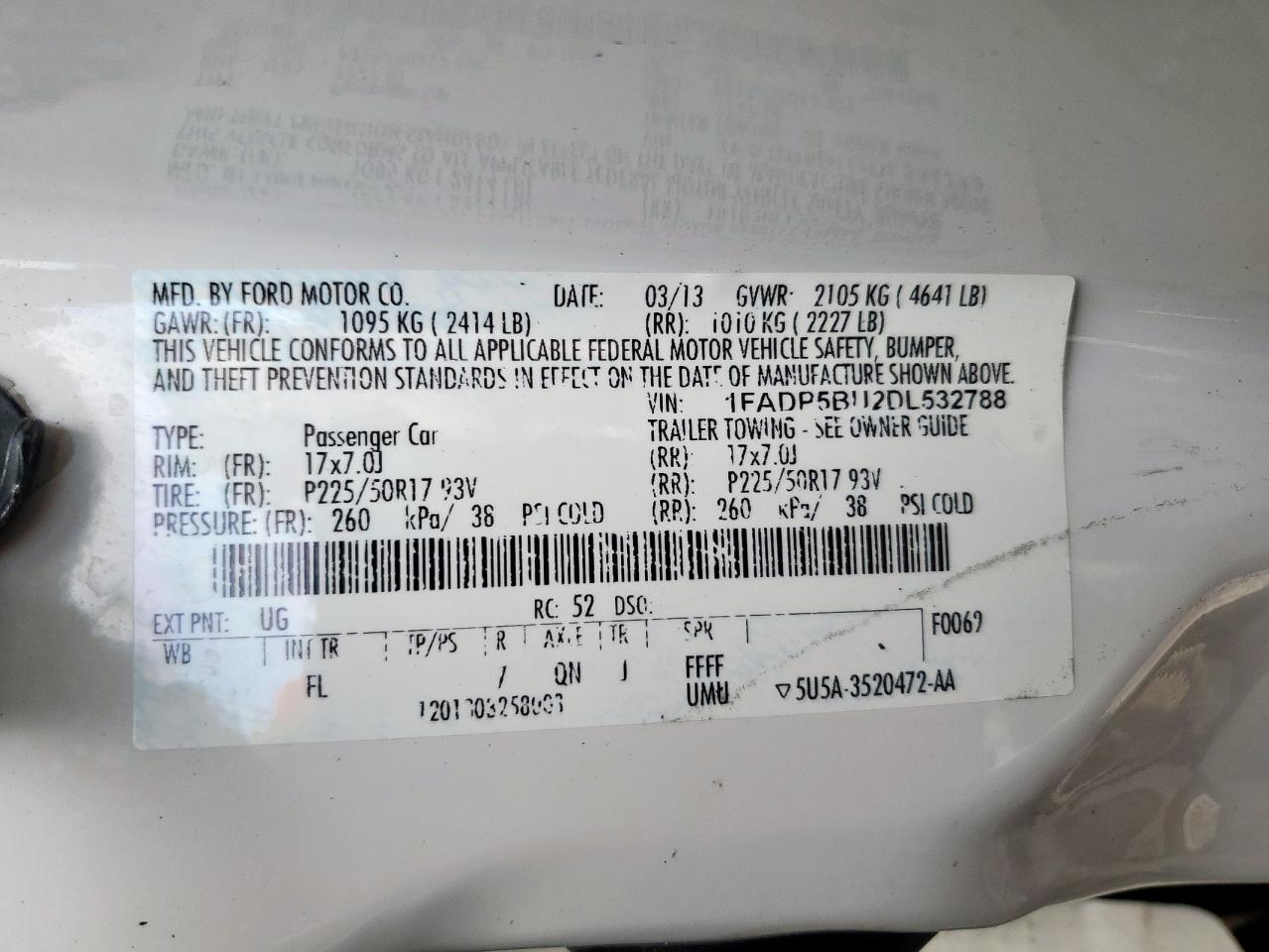 2013 Ford C-Max Sel VIN: 1FADP5BU2DL532788 Lot: 70117335