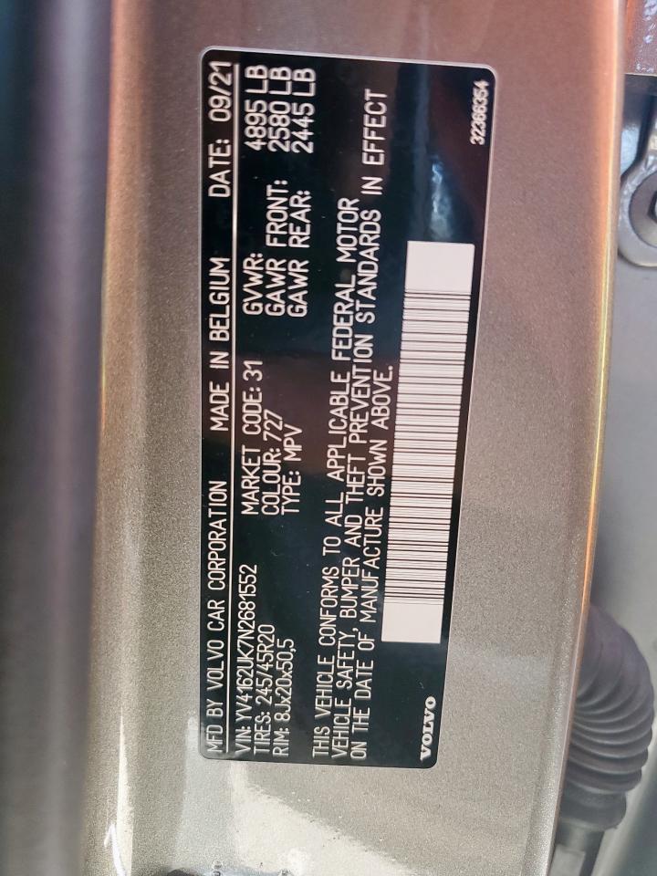 2022 Volvo Xc40 T5 Momentum VIN: YV4162UK7N2681552 Lot: 67383405