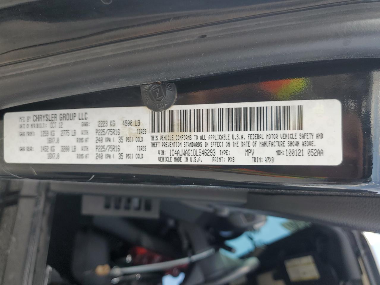 2013 Jeep Wrangler Sport VIN: 1C4AJWAG1DL546293 Lot: 70635665
