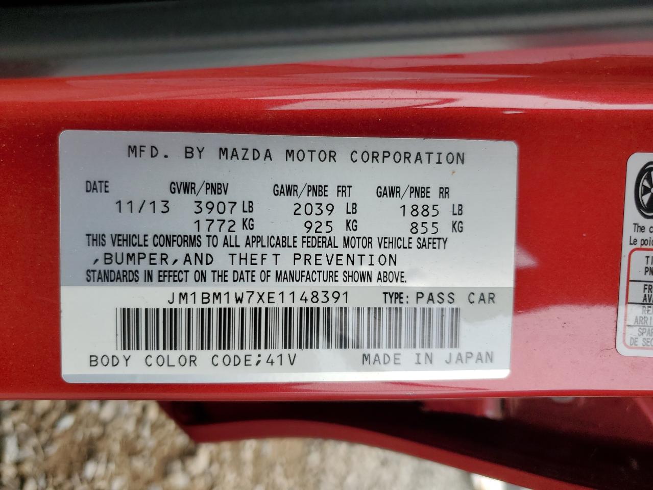 2014 Mazda 3 Grand Touring VIN: JM1BM1W7XE1148391 Lot: 67661465