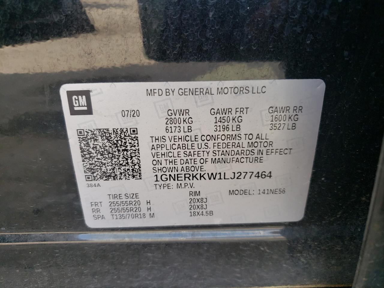 2020 Chevrolet Traverse Premier VIN: 1GNERKKW1LJ277464 Lot: 69200975