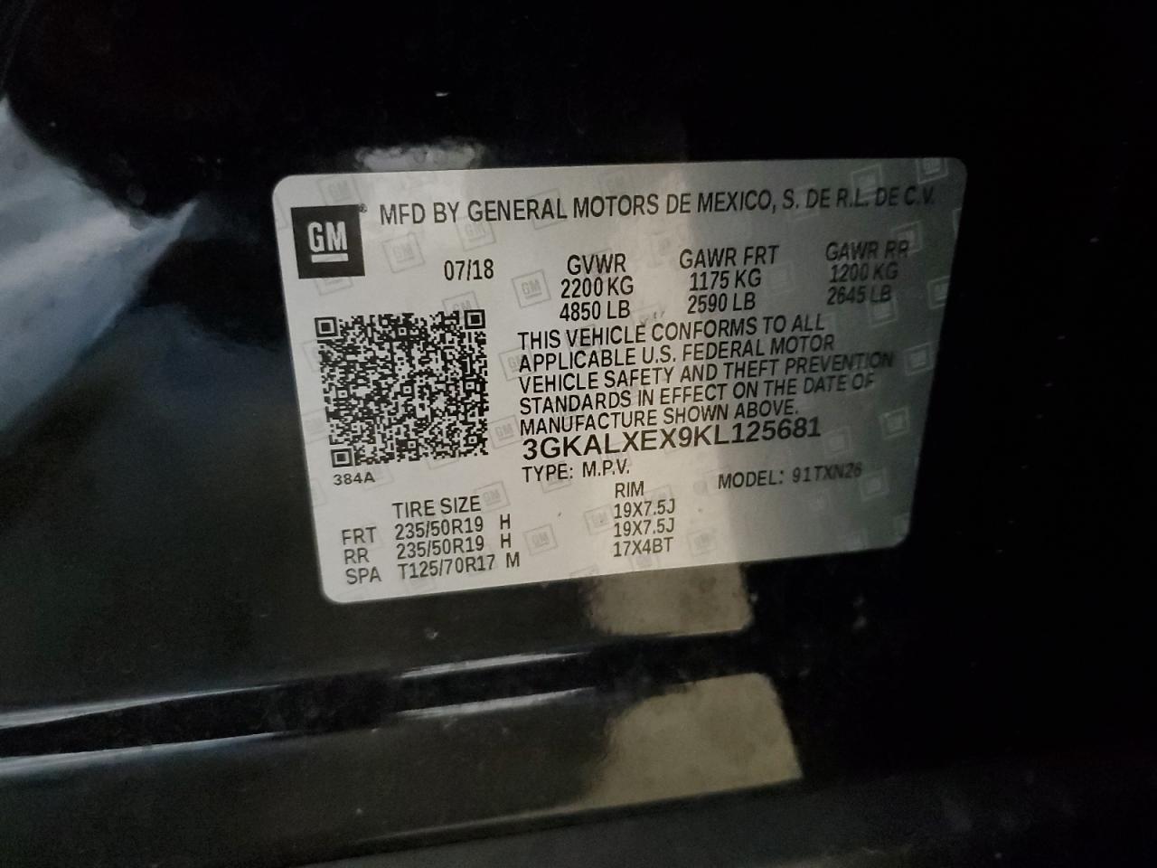 2019 GMC Terrain Denali VIN: 3GKALXEX9KL125681 Lot: 68683485