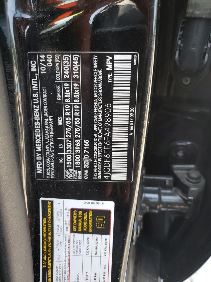 2015 Mercedes-Benz Gl 450 4Matic VIN: 4JGDF6EE6FA498906 Lot: 68828895